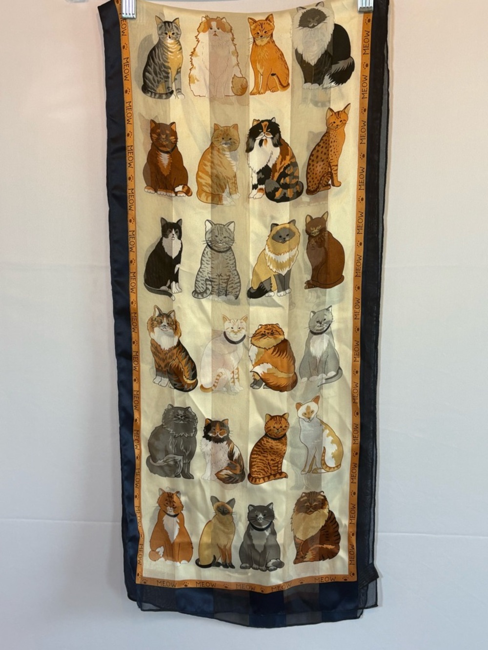 Vintage Cat Print Scarf